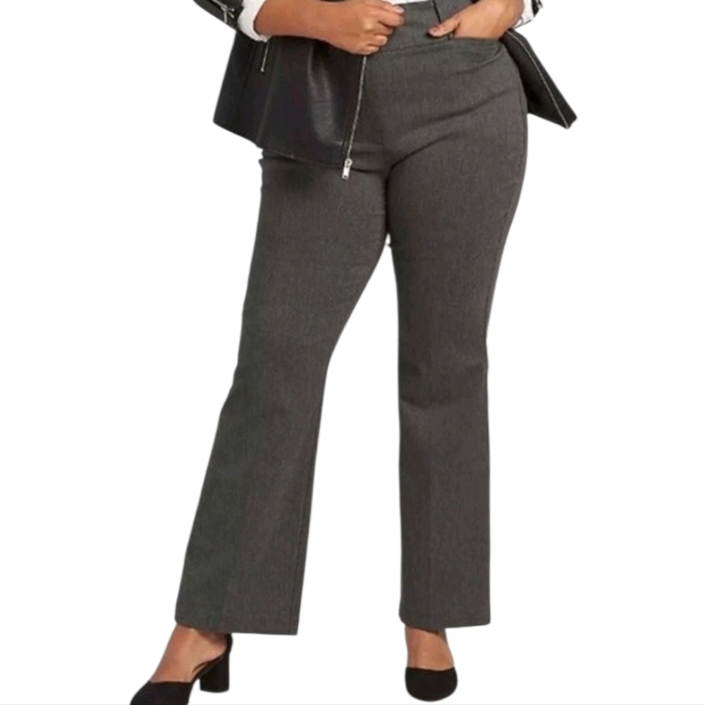 Lane Bryant Grey Wide Leg Career Academia Dress Pants Size 16 Regular Charcoal
